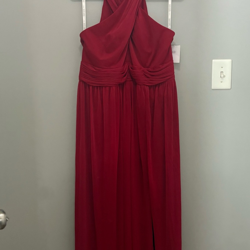 David's Bridal Red Halter Maxi Dress - Picture 4 of 11